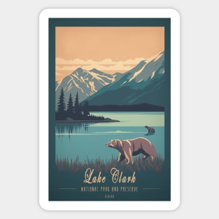 Lake Clark National Park Vintage Travel Poster Sticker